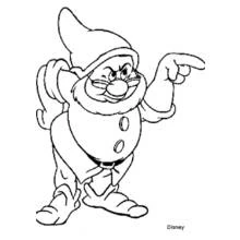 Grumpy the Dwarf pointing his finger coloring page