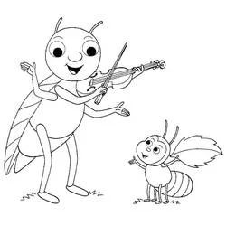The Cicada and the Ant - Free printable coloring pages