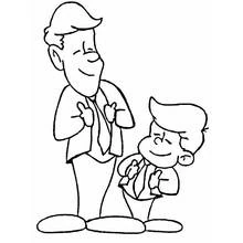 Dad and son wearing matching ties coloring page