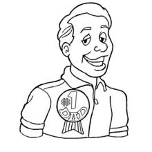 Dad wearing a #1 Dad badge coloring page