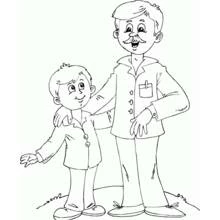 Dad standing with his son coloring page