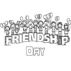 Children celebrating friendship day coloring page