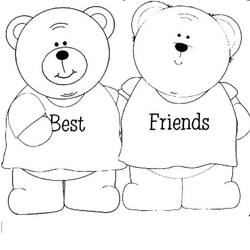 Two teddy bears wearing Best Friends shirts coloring page