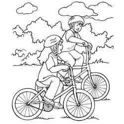 Two friends riding bicycles coloring page