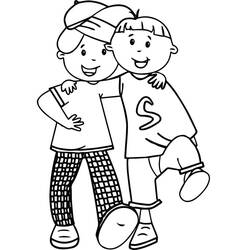Two friends with arms around each other coloring page