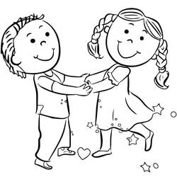 Two friends dancing together coloring page