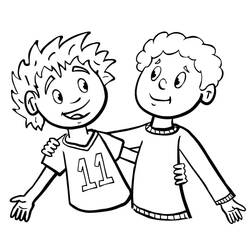 Two friends with arms around each other coloring page