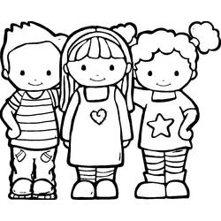 Three friends standing together coloring page