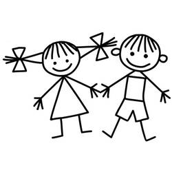 Two friends holding hands coloring page