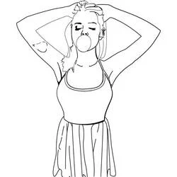 Girl blowing a bubble gum bubble coloring page
