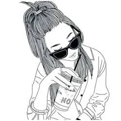 Cool girl drinking a coffee coloring page