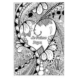 Heart with intricate patterns and I Love You Dad message coloring page