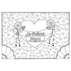 I Love You Dad heart with flowers and banner coloring page