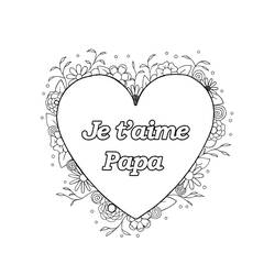 Heart with flowers and I Love You Dad message coloring page
