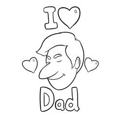 I love Dad with smiling face and hearts coloring page