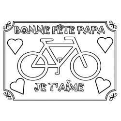 Bicycle card with hearts for Dad coloring page