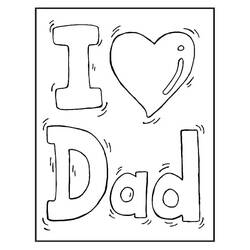 I Love Dad lettering with heart coloring page