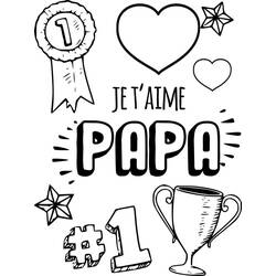 I Love You Dad with medal and trophy coloring page