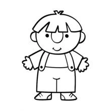Little boy standing with overalls coloring page