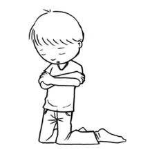 Little boy praying on his knees coloring page