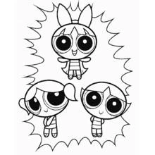 Powerpuff Girls with big sparkly eyes coloring page