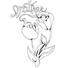 Mother lettering with tulip flowers coloring page