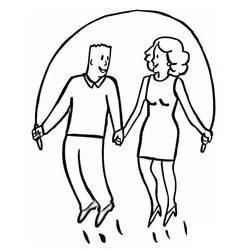 Mom and Dad jumping rope together coloring page