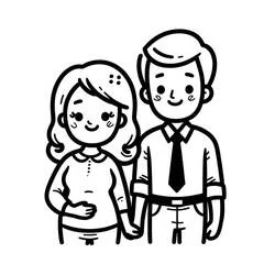 Mom and Dad holding hands together coloring page