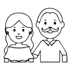 Mom and Dad standing side by side coloring page