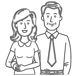 Mom and Dad standing together coloring page