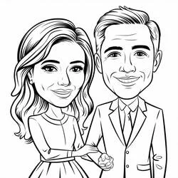 Mom and Dad holding hands coloring page