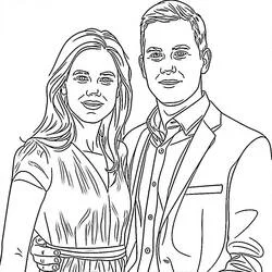 Mom and Dad posing together coloring page