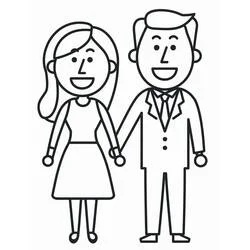 Mom and Dad holding hands coloring page