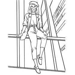 Teen girl sitting on a city rail coloring page