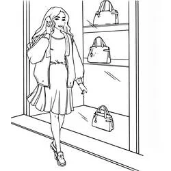 Teen Girl shopping for handbags coloring page