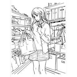 Teen girl shopping in a clothing store coloring page