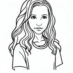 Teen girl with long wavy hair coloring page