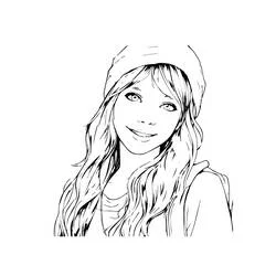 Teen Girl smiling in a beanie coloring page