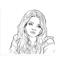 Teen Girl with long wavy hair lost in thought coloring page