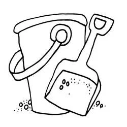 Beach bucket and shovel coloring page