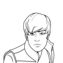 Justin Bieber portrait with side-swept hair coloring page