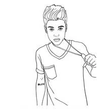 Justin Bieber holding a necklace coloring page