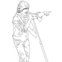 Justin Bieber singing on stage coloring page
