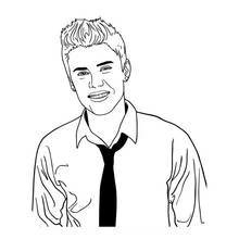 Justin Bieber wearing a shirt and tie coloring page