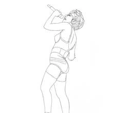 Lady Gaga singing on stage coloring page