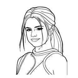 Selena Gomez portrait with tied back hair coloring page