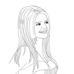 Selena Gomez smiling with long hair coloring page
