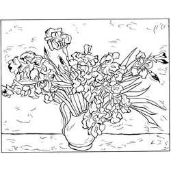 Vincent van Gogh's vase of irises coloring page