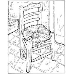 Van Gogh's chair with straw seat coloring page