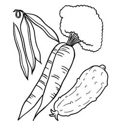 Carrot with green beans and cucumber coloring page
